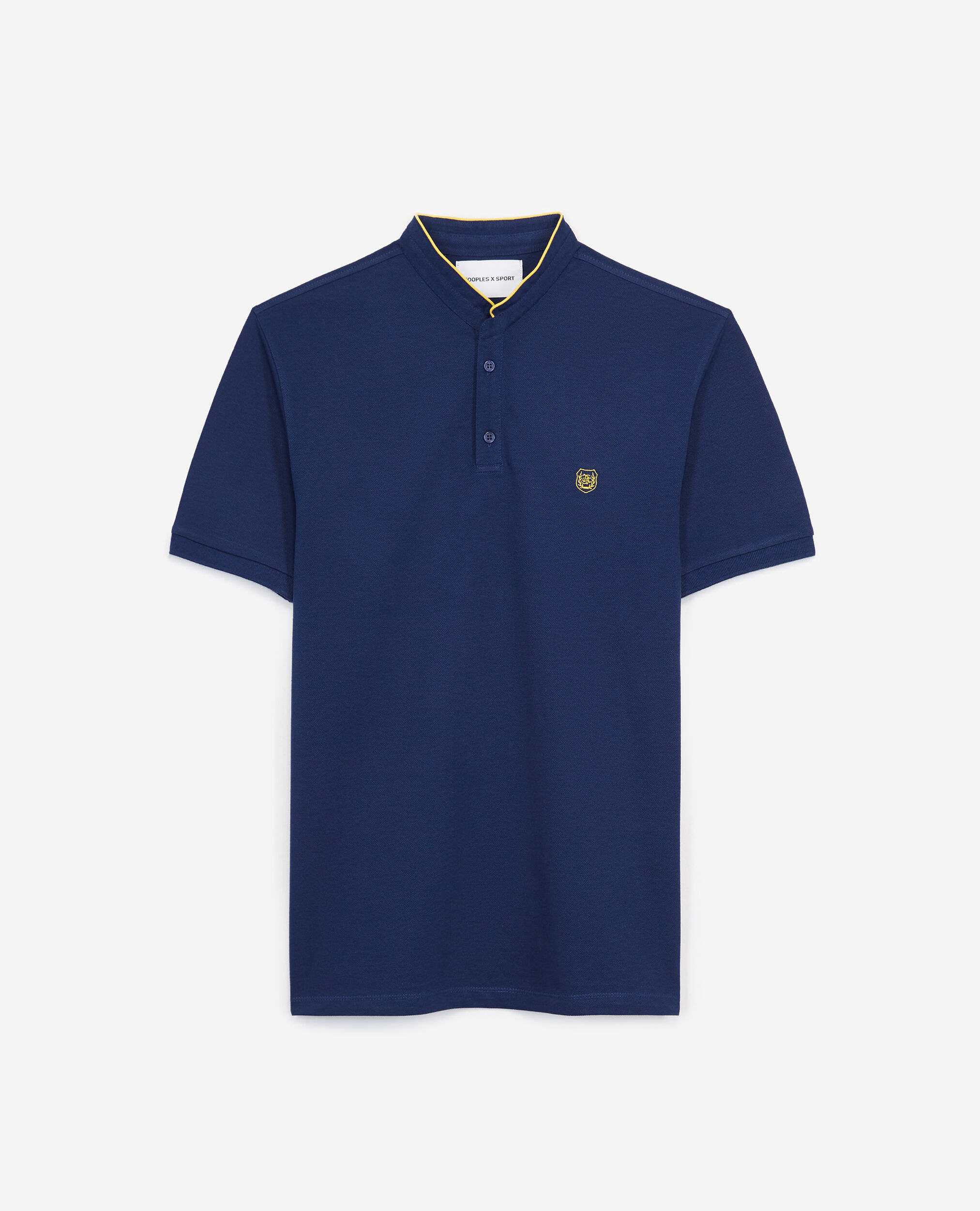 Navy blue polo with light yellow details, OFFICER NVY/DANDELION YLW, hi-res image number null