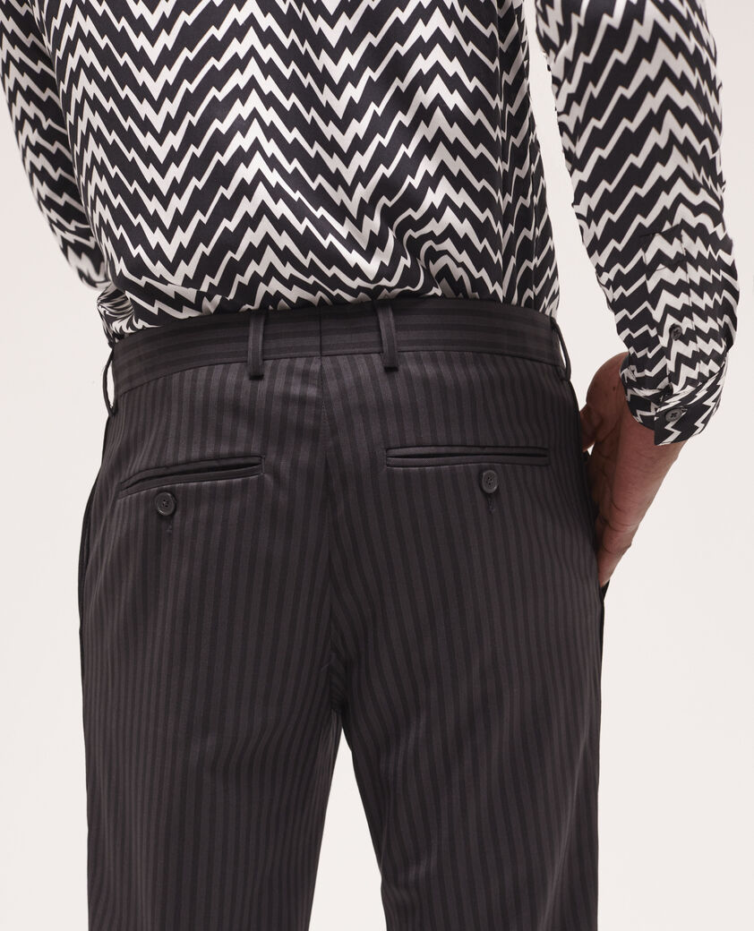 The Kooples MEN BLACK GREY striped wool suit pants