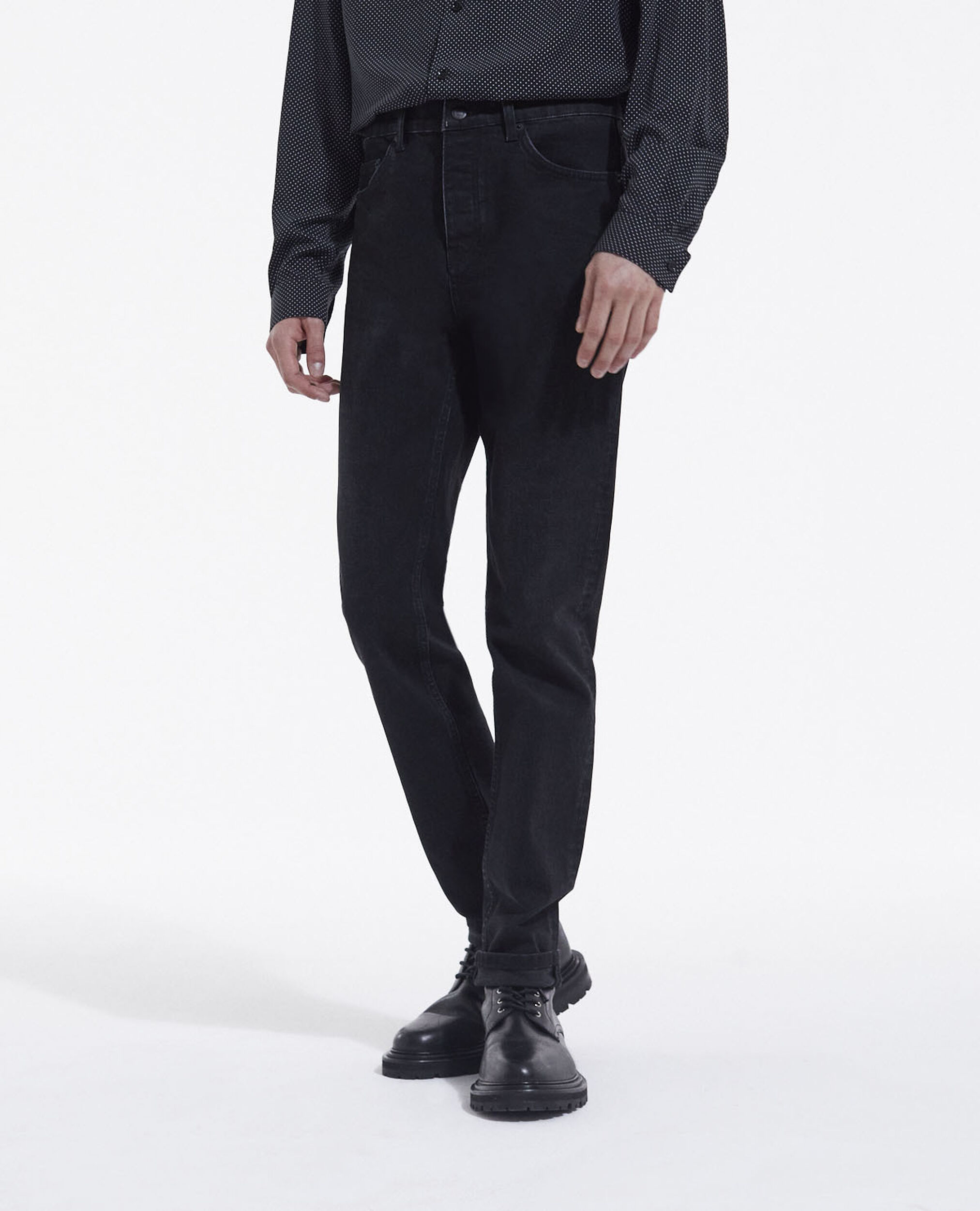 Jean noir coupe slim à cinq poches, BLACK WASHED, hi-res image number null