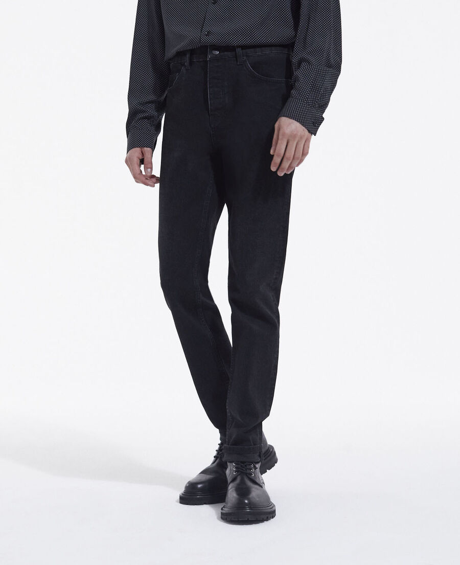 slim fit black jeans with five pockets