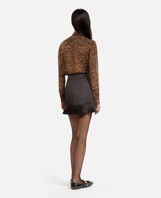 The Kooples WOMEN BLACK black satin wrap-style short skirt