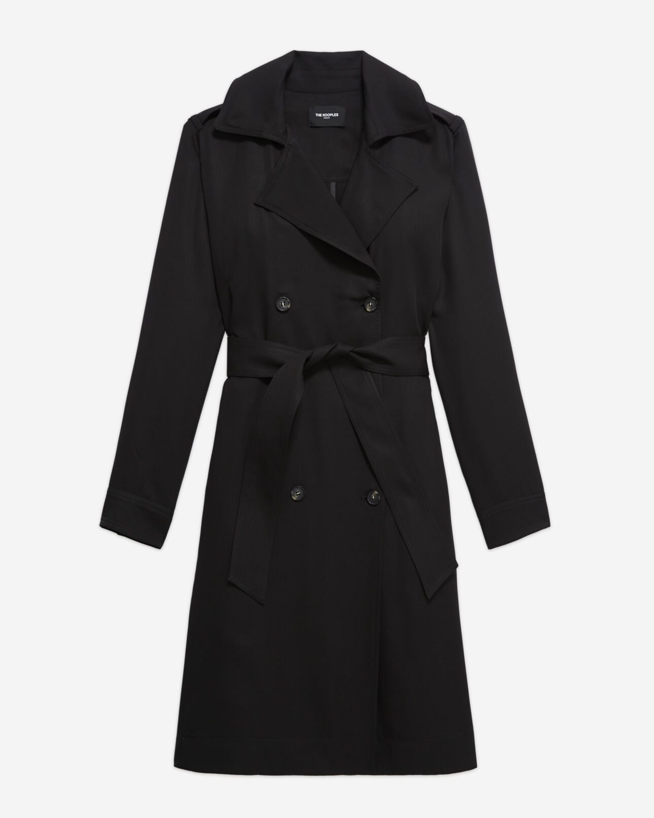 The Kooples FEMME BLACK trench noir tencel élastique dos