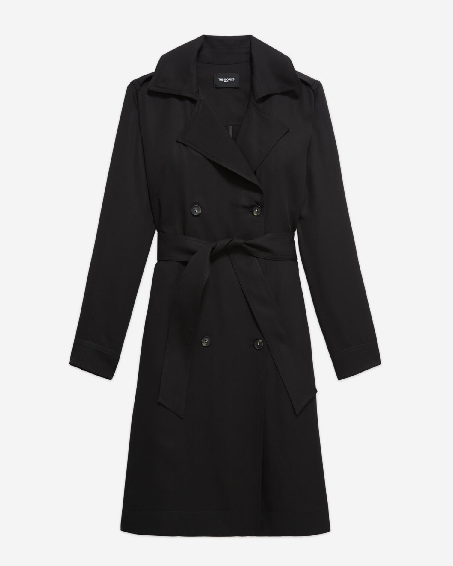 Trench noir tencel élastique dos, BLACK, hi-res image number null