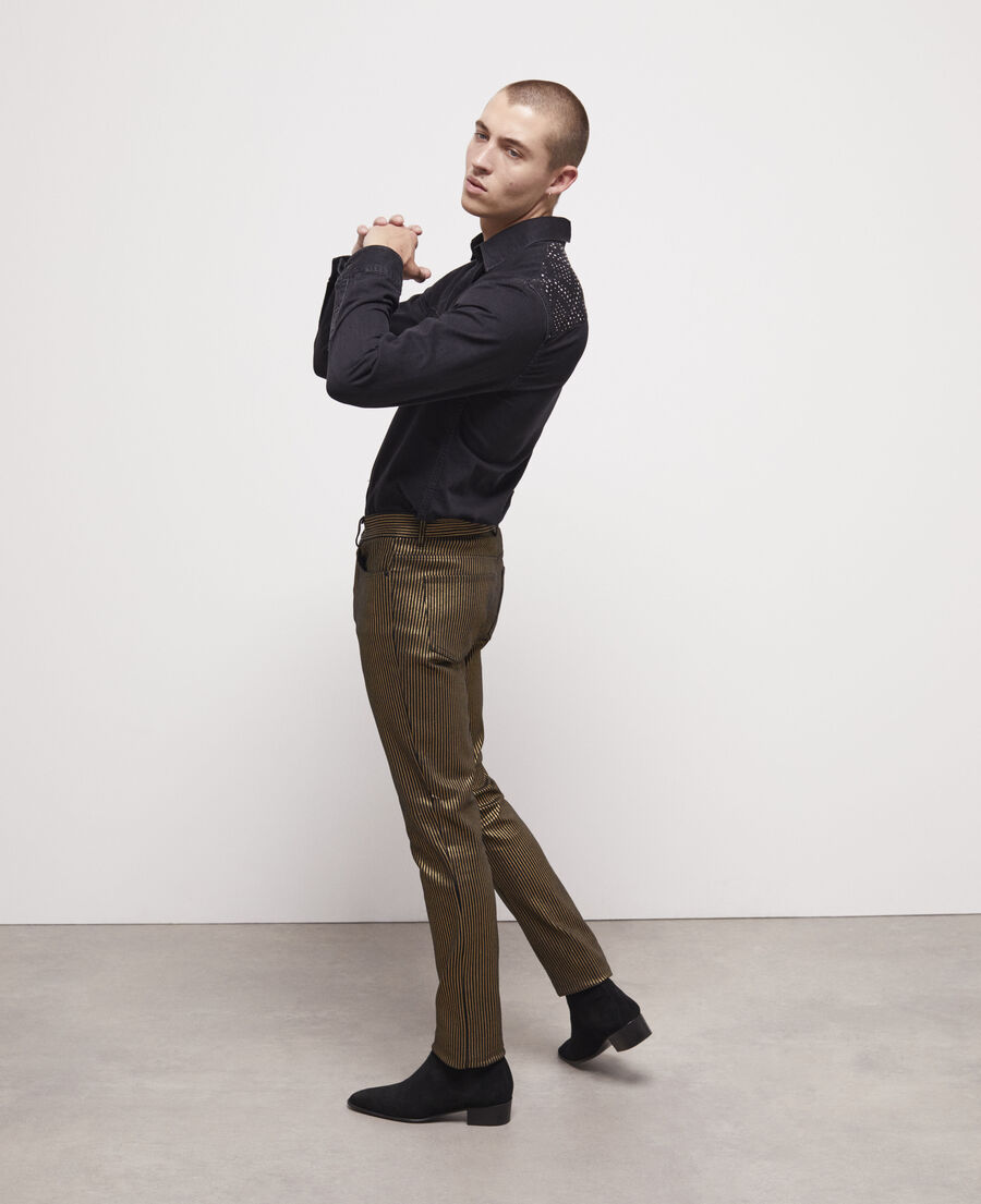 slim-fit jeans with gold stripes