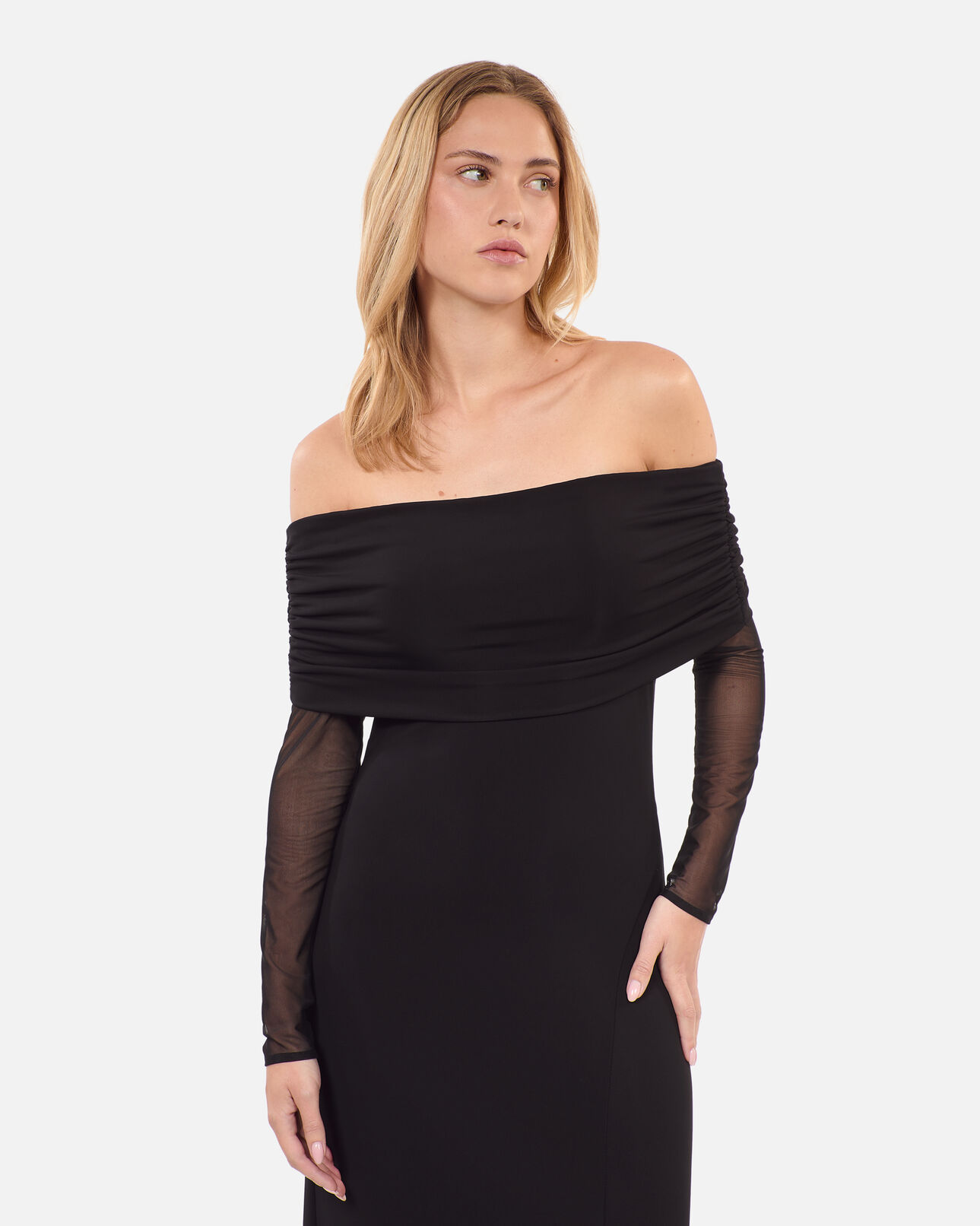 The Kooples FEMME BLACK robe longue en jersey noire