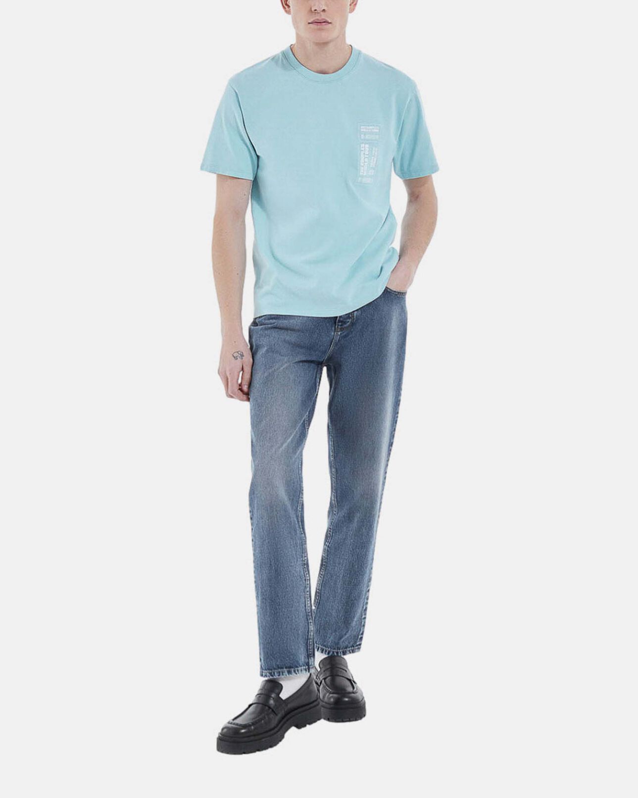 The Kooples HOMBRE BLUE SKY camiseta azul cielo algodón logotipo