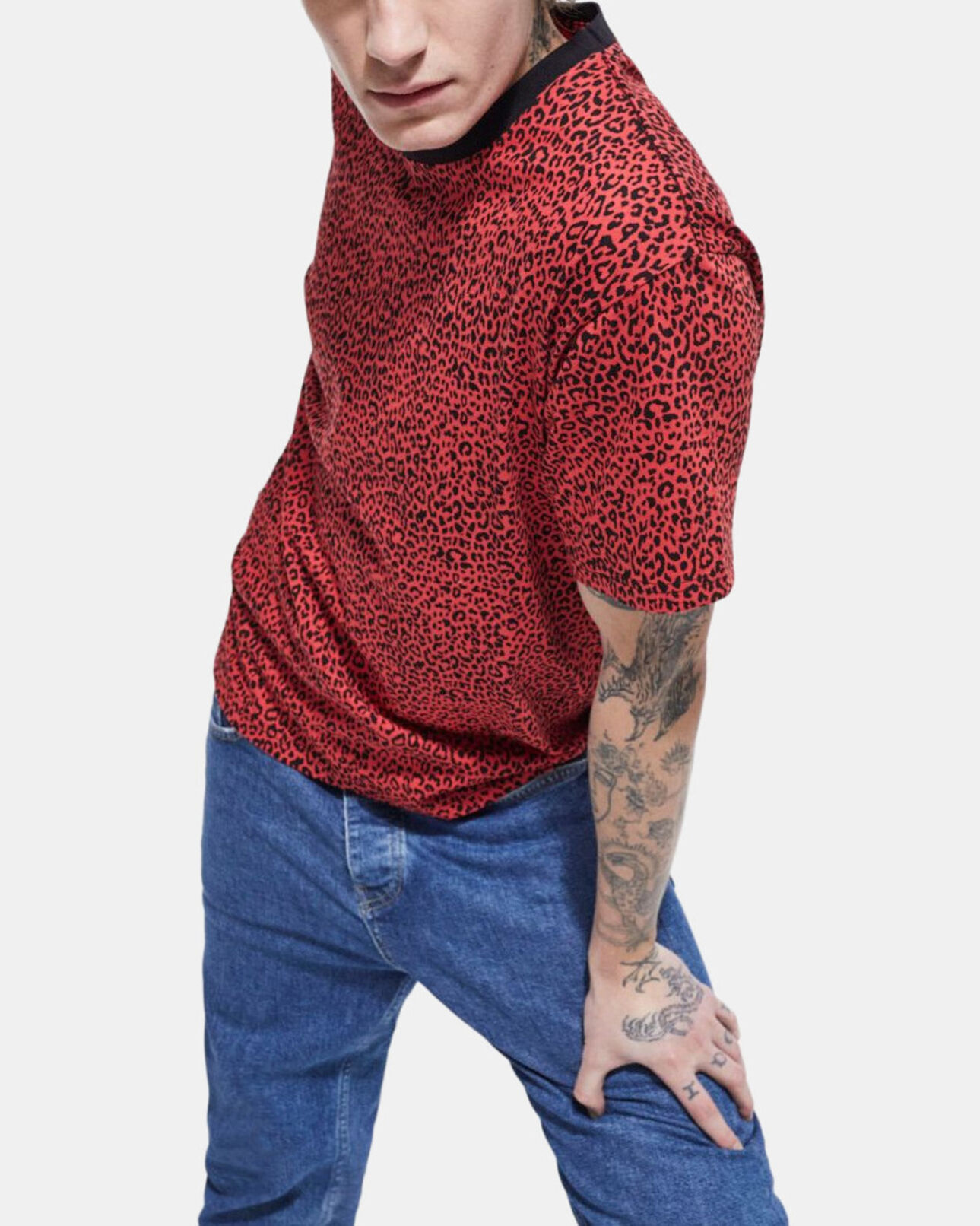 The Kooples MEN DARK RED red leopard print t-shirt