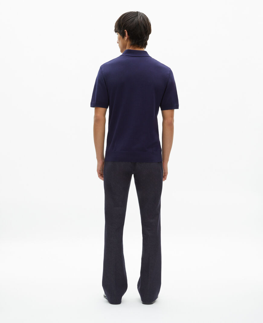 The Kooples H NAVY navy blue zip-neck mesh polo shirt
