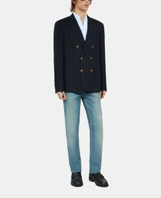 The Kooples HOMME DARK NAVY blazer en lin bleu marine