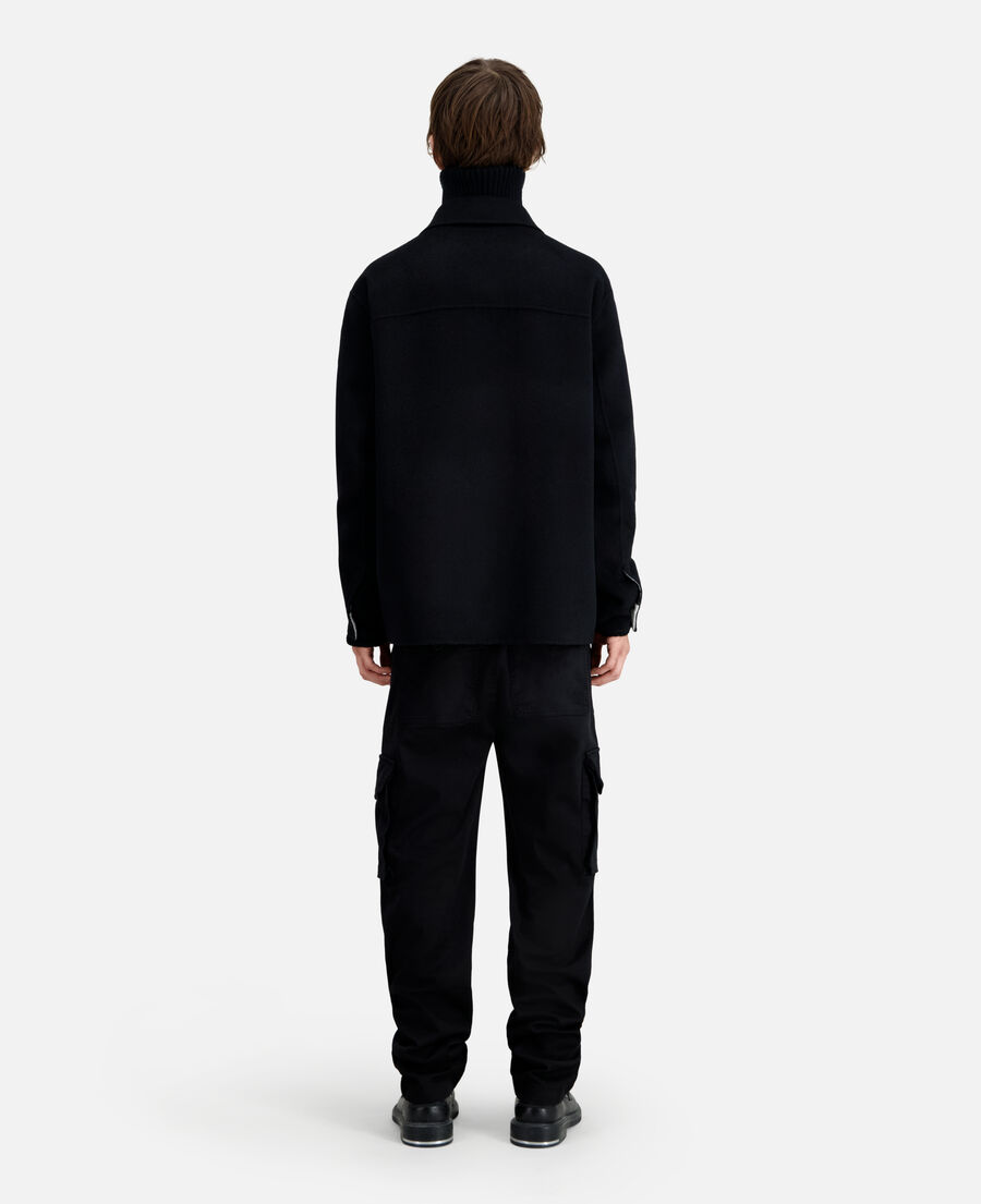 chaqueta tipo sobrecamisa negra mezcla lana