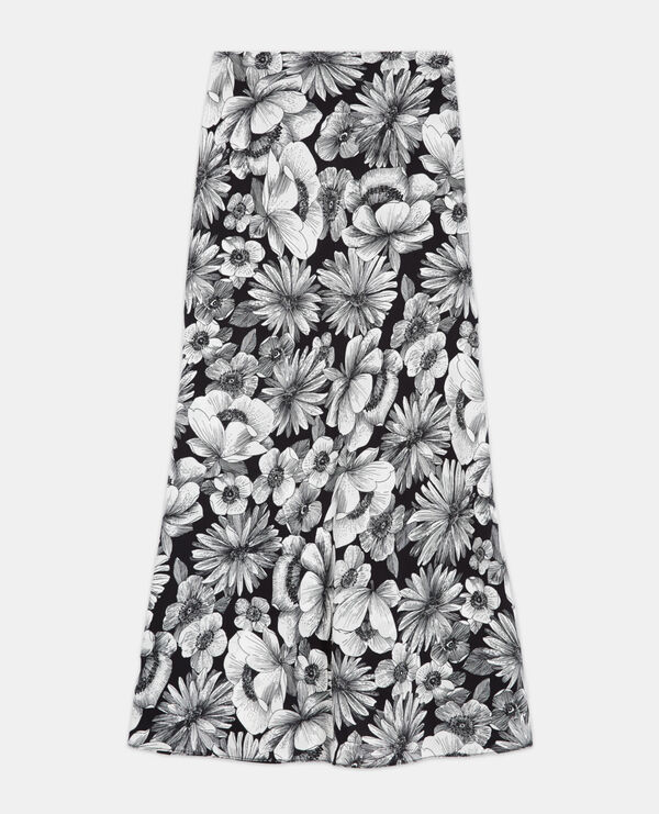 falda larga seda estampado floral