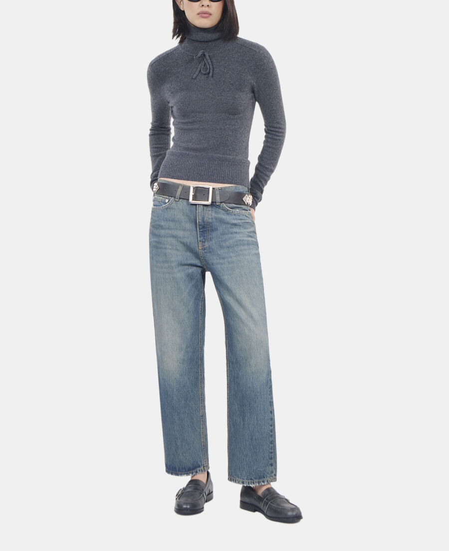 The Kooples WOMEN ANTHRACITE MELANGE grey cashmere sweater