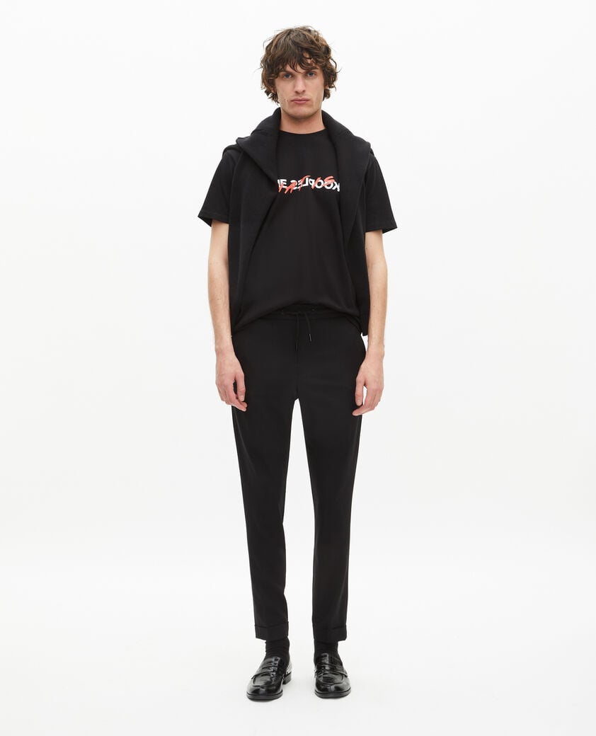 The Kooples HOMME BLACK pantalon en laine coupe droite noir