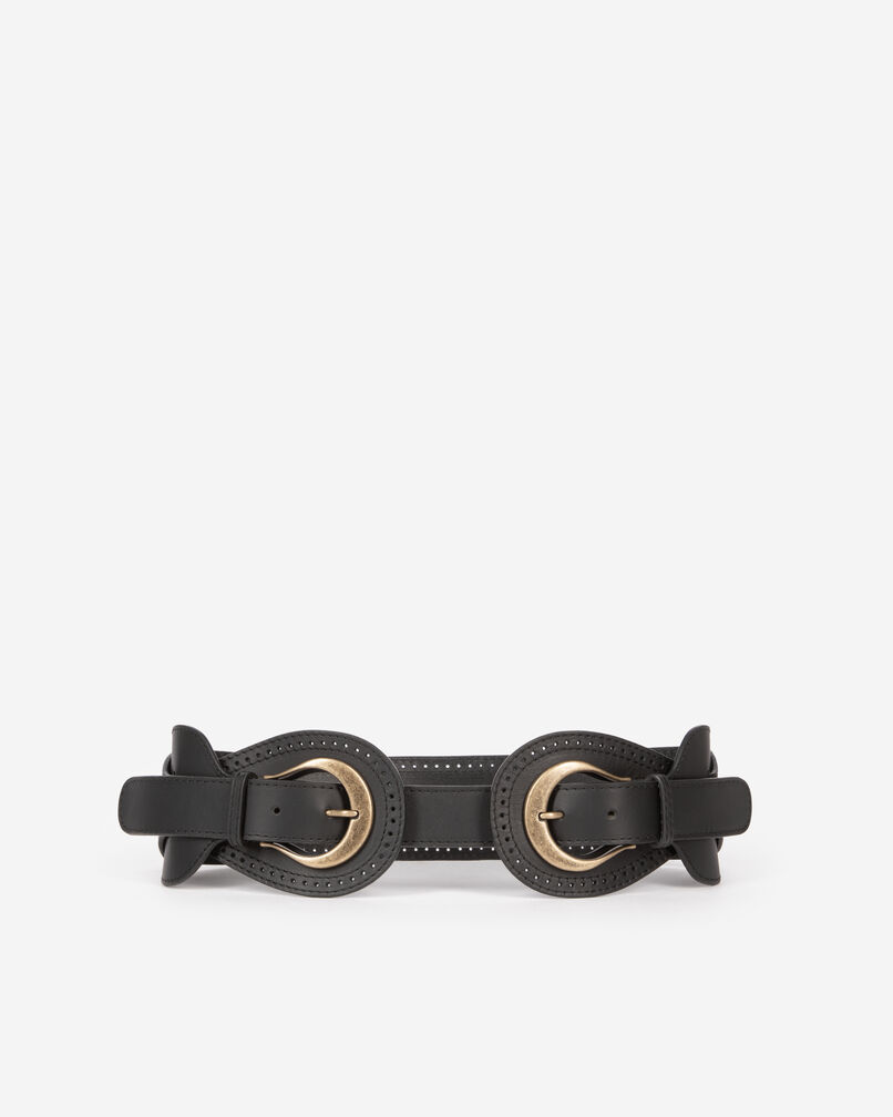 The Kooples DAMEN BLACK schwarzer leder-korsettgürtel mit schnallen