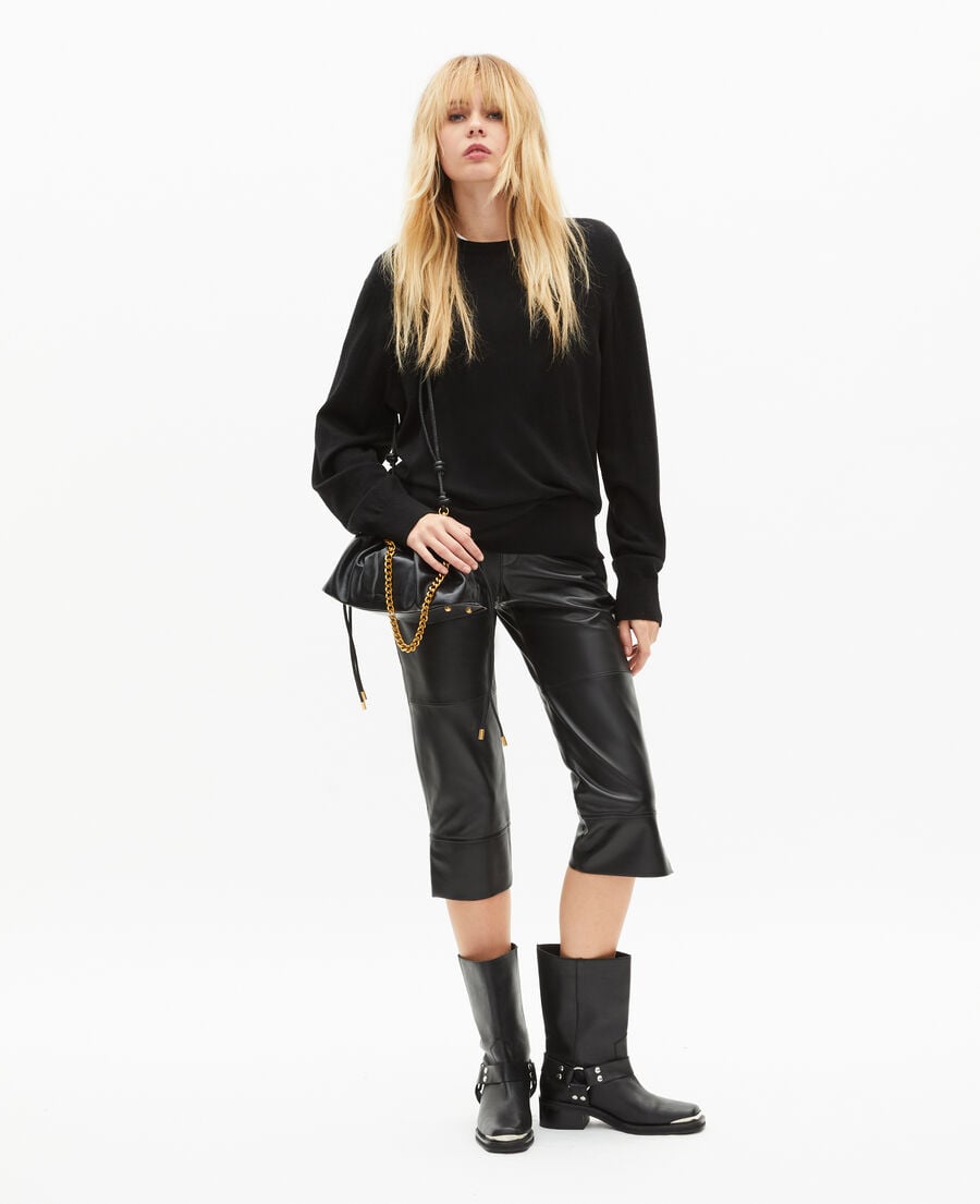 The Kooples F BLACK black leather capri pants