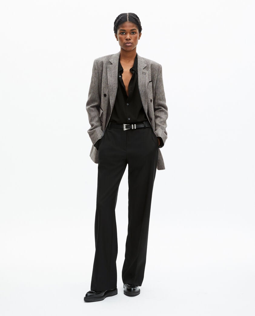 The Kooples FEMME GREY veste tailleur en laine et lin grise