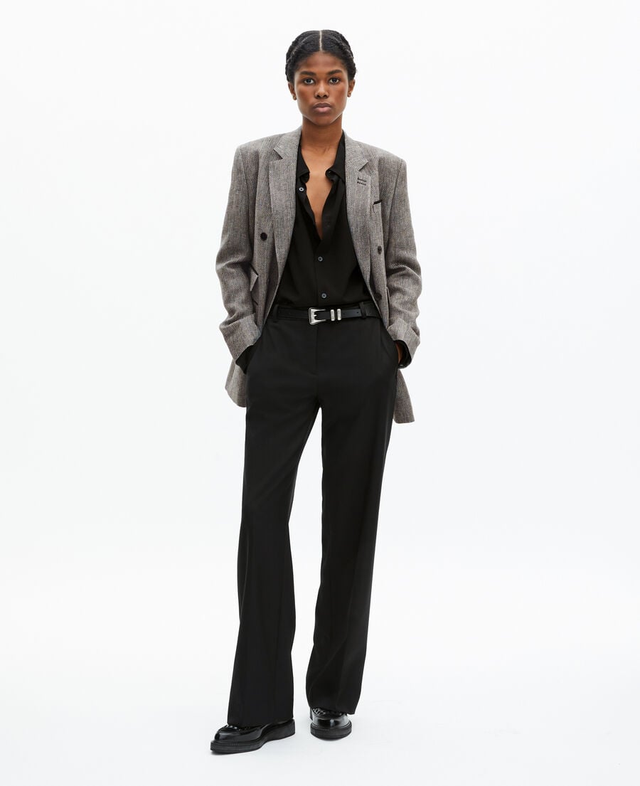 The Kooples F GREY grey wool and linen tailored jacket