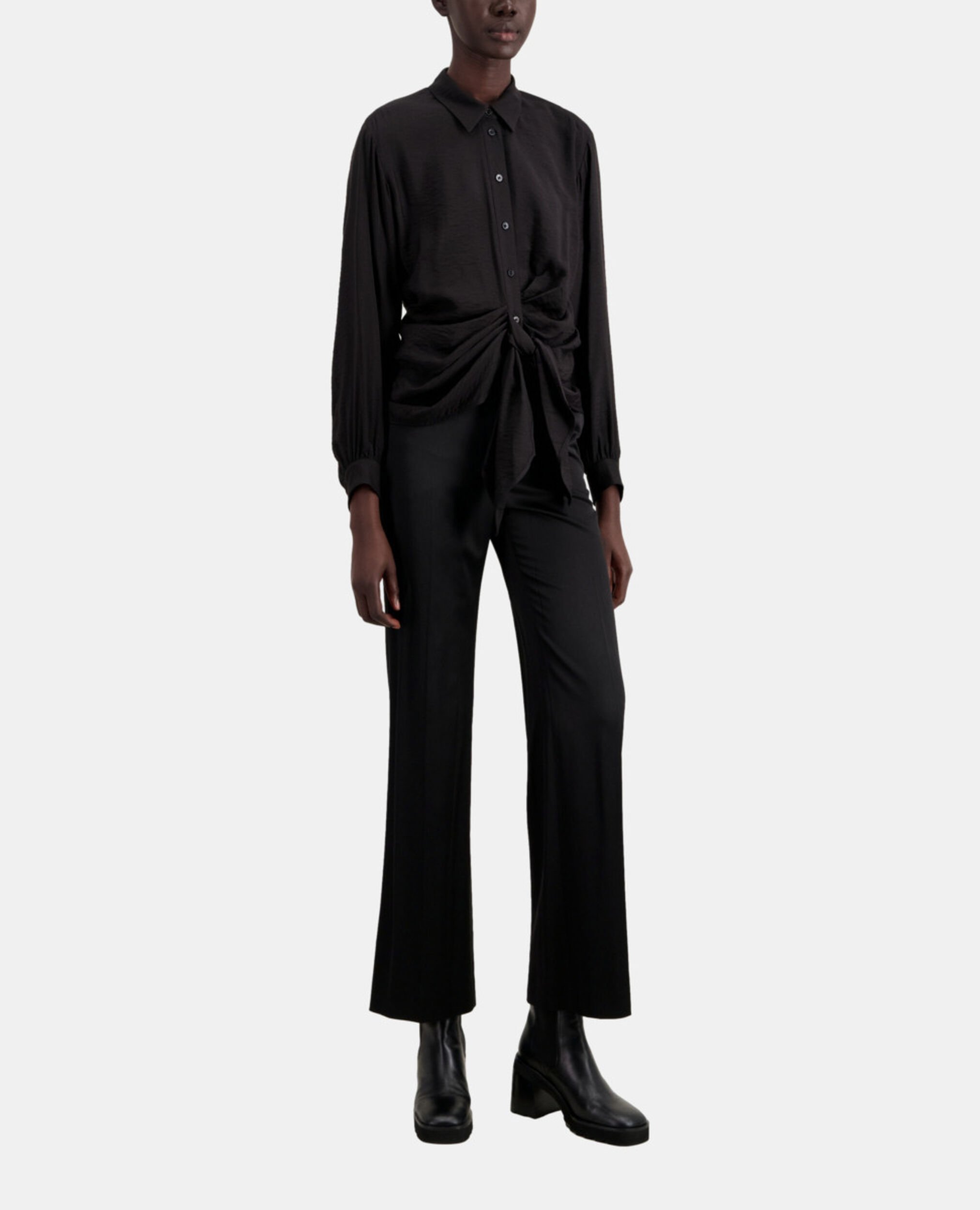 Black shirt with draped effect, BLACK, hi-res image number null