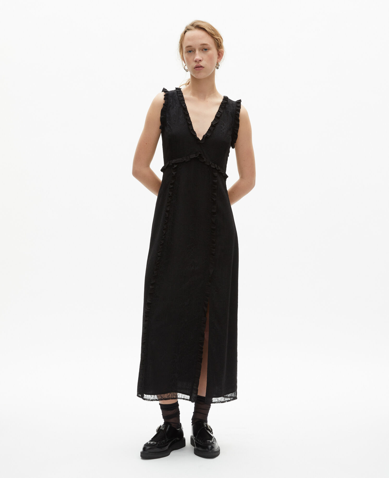 The Kooples WOMEN BLACK long black lace dress