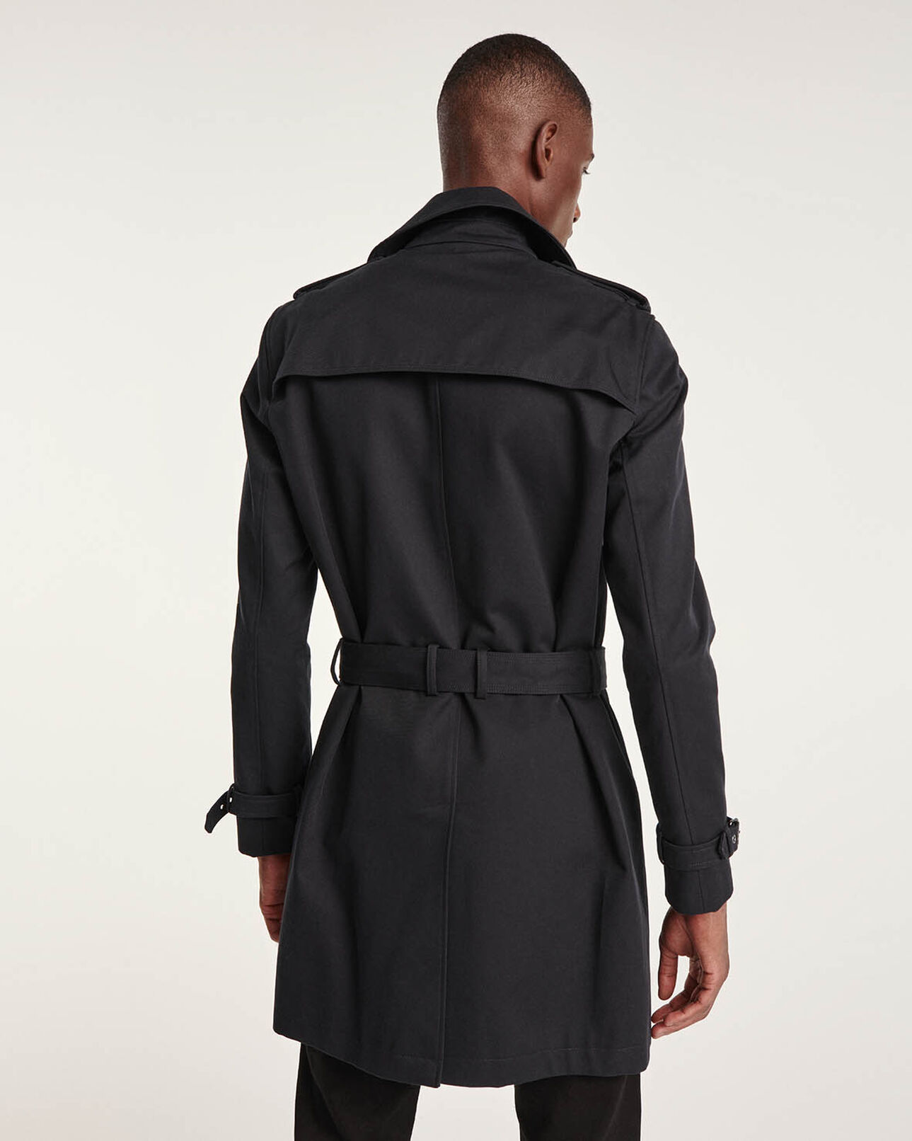 The Kooples MEN DARK NAVY navy blue trench coat in cotton gabardine