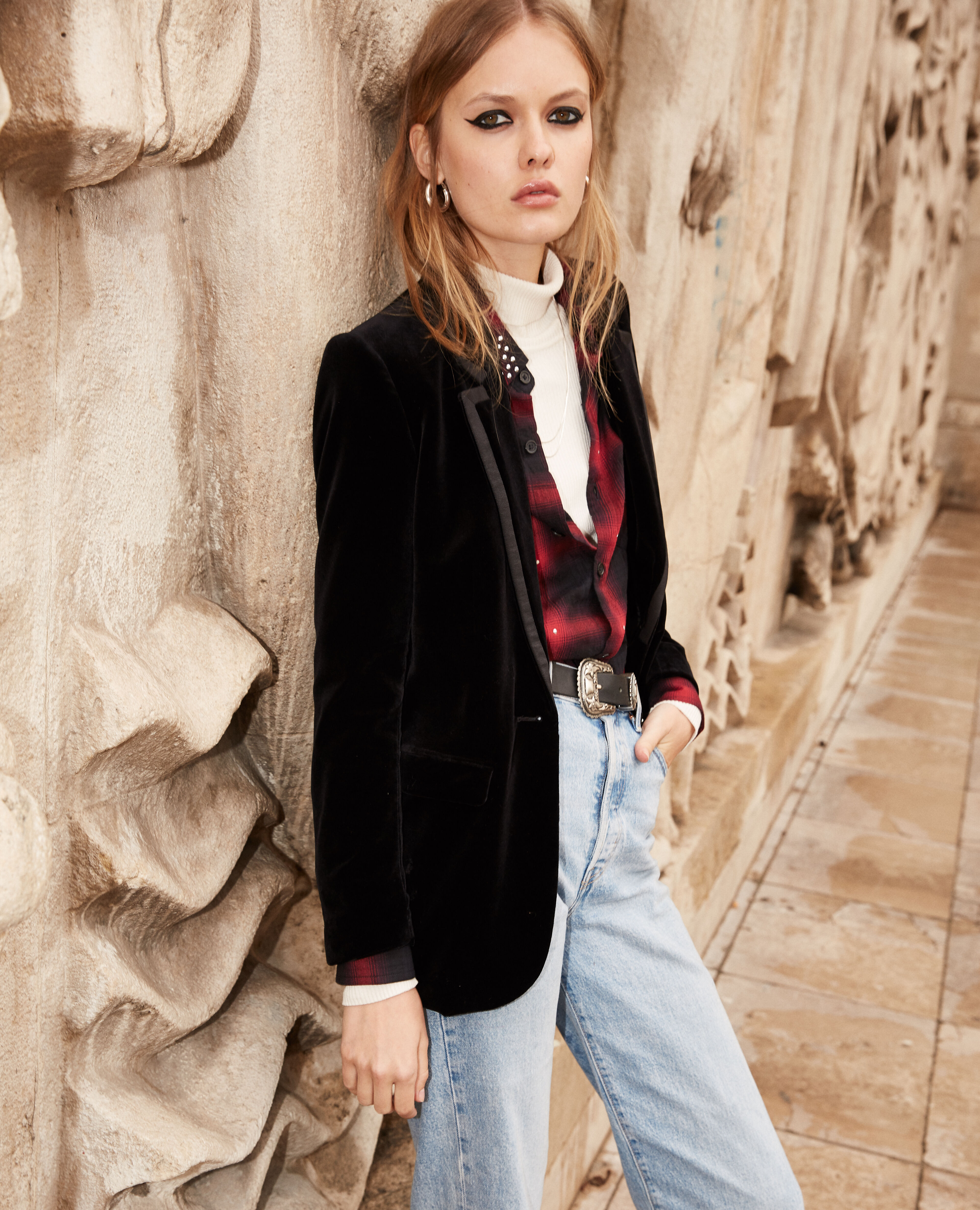 Velvet boyfriend jacket cheap