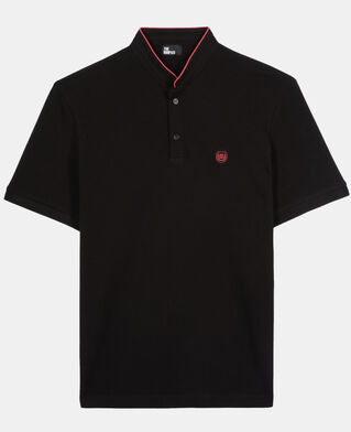 The Kooples HOMME NOIR ROSE polo en coton piqu&eacute; noir