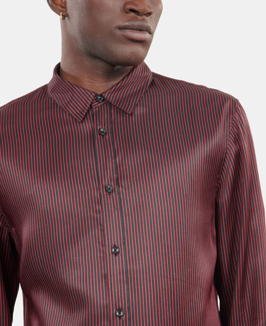 The Kooples HOMME BLACK - RED chemise &agrave; rayures noires et rouges