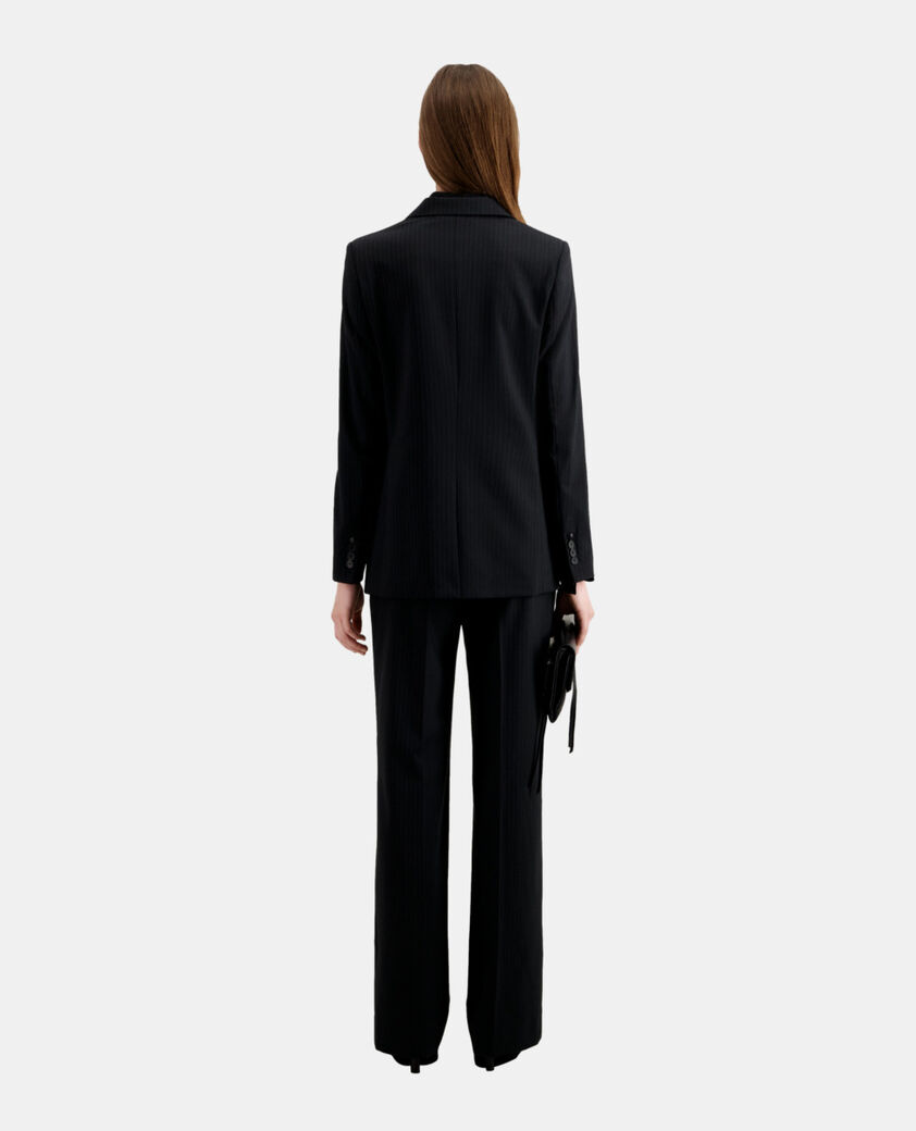 The Kooples WOMEN BLACK WHITE black striped wool-blend suit jacket