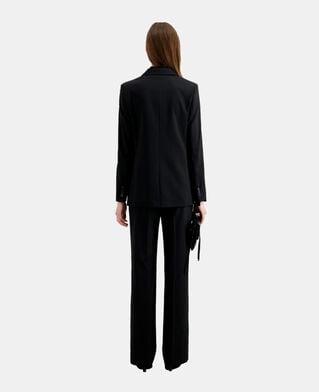 The Kooples WOMEN BLACK WHITE black striped wool-blend suit jacket