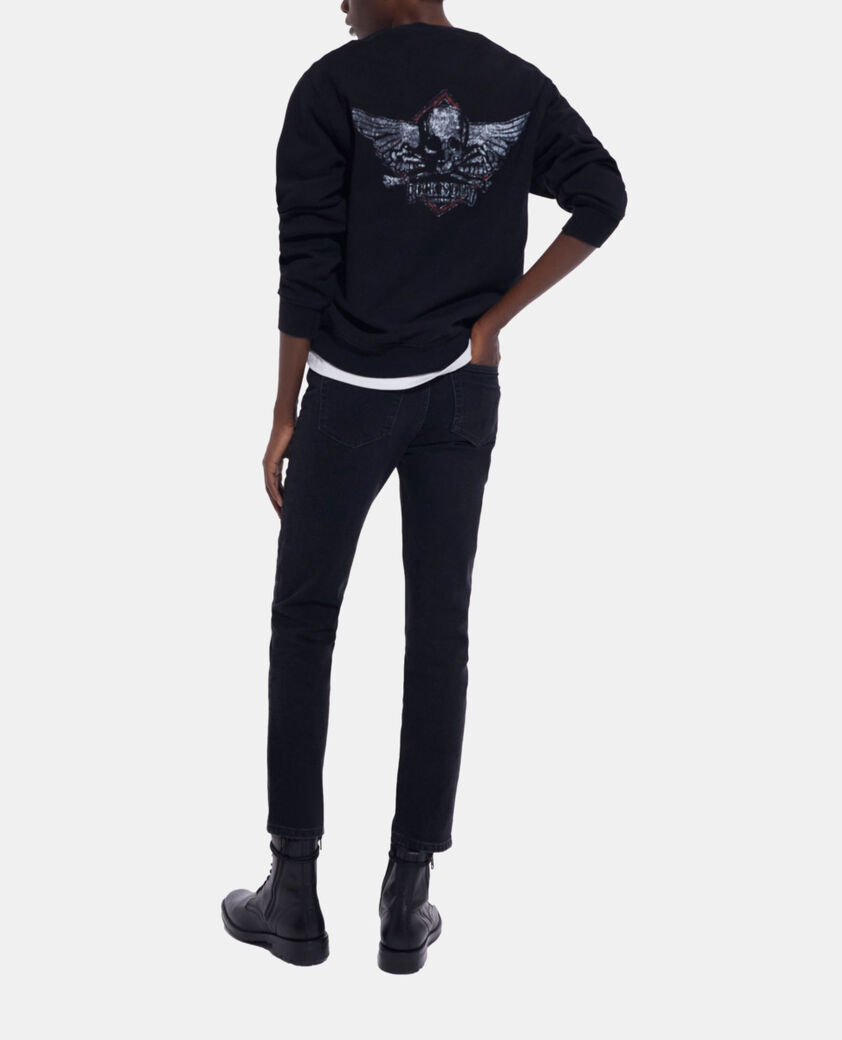 The Kooples FEMME BLACK WASHED sweat s&eacute;rigraphi&eacute; noir
