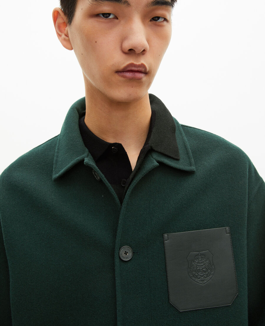 The Kooples HOMME BOTTLE GREEN surchemise en laine vert fonc&eacute;