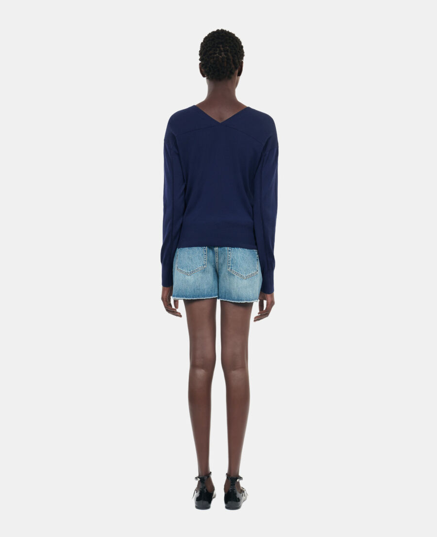 The Kooples DAMEN NAVY marineblauer cardigan aus wolle