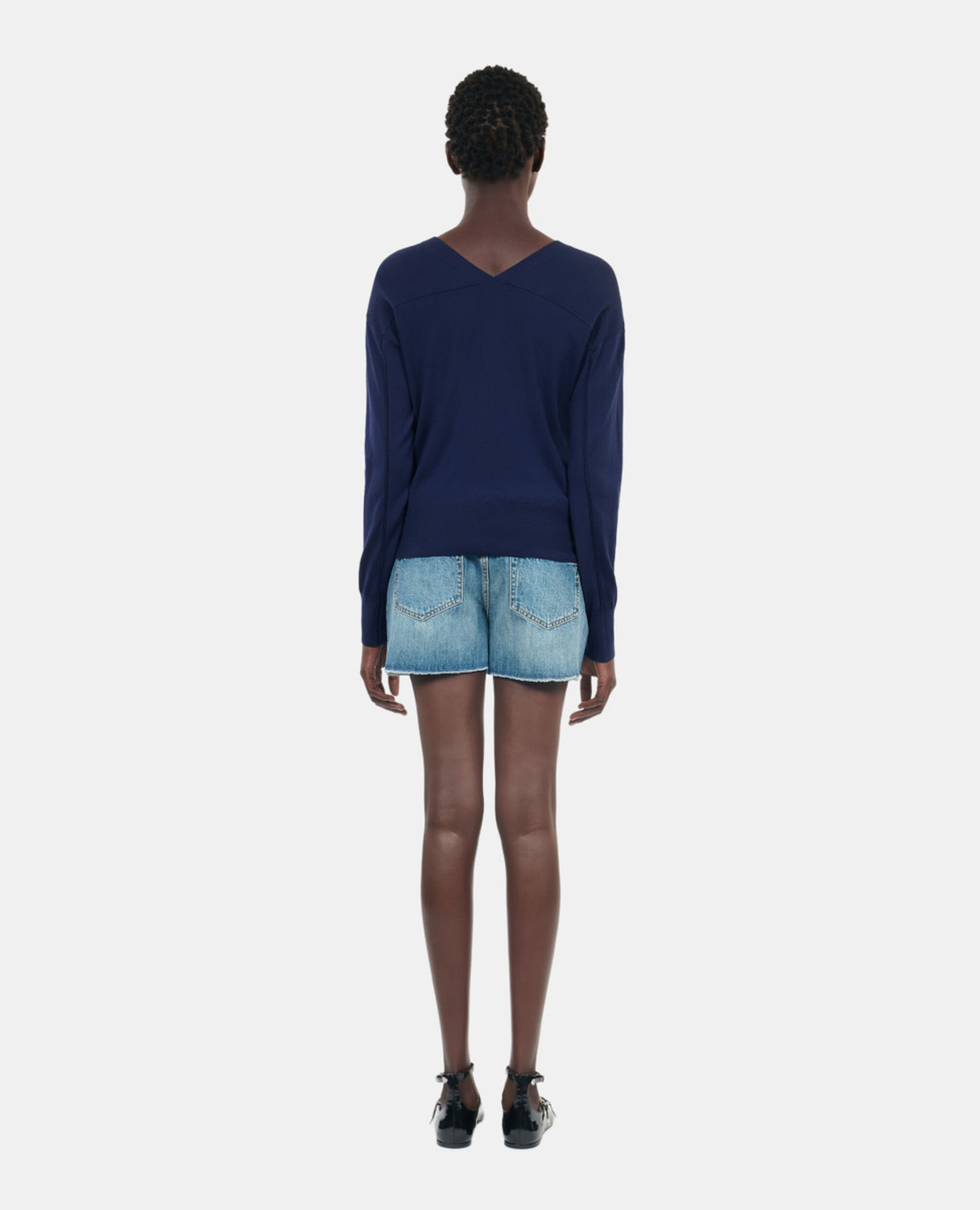 Marineblauer Cardigan aus Wolle, NAVY, hi-res image number null