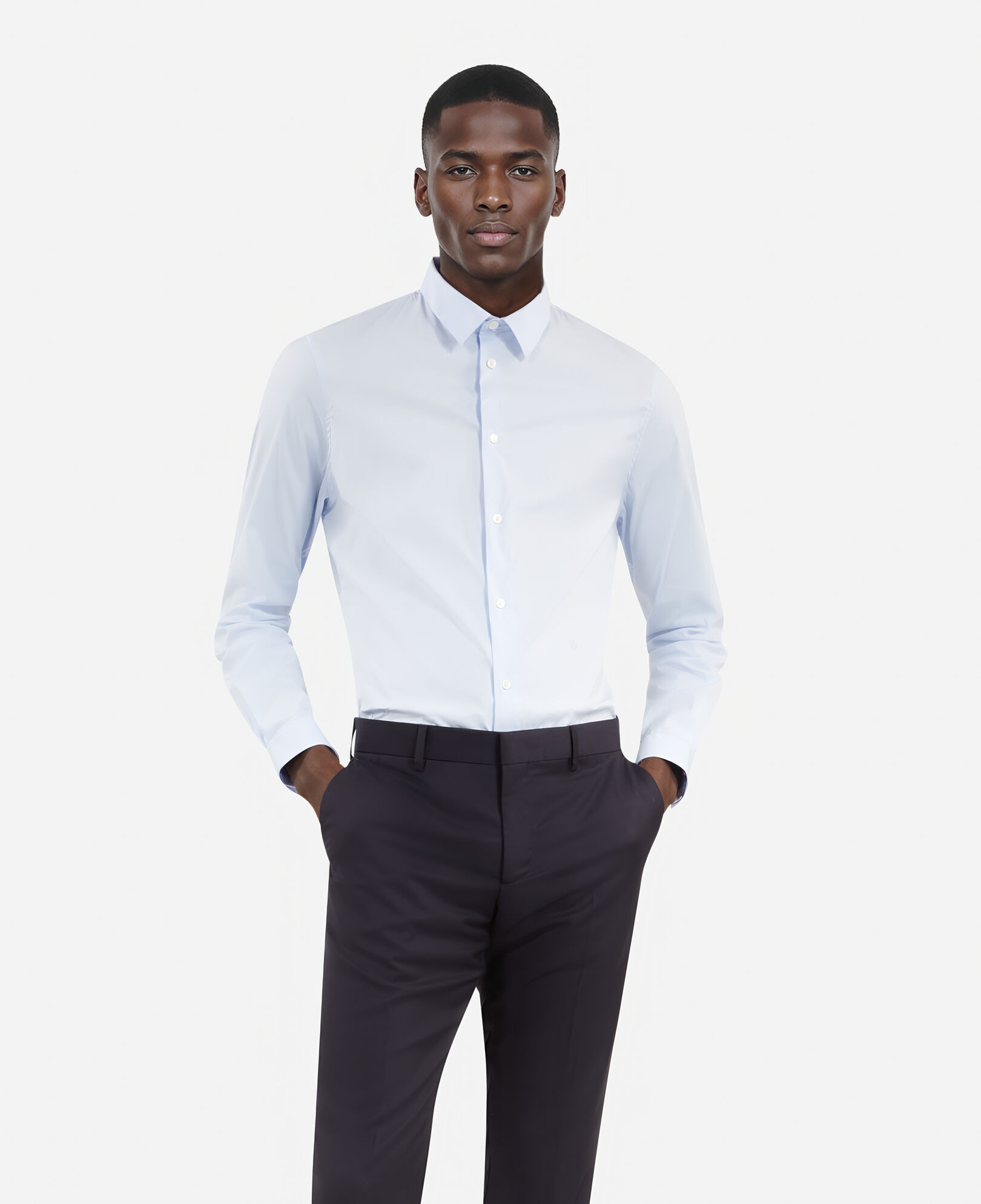 The Kooples MEN BLUE formal blue poplin shirt