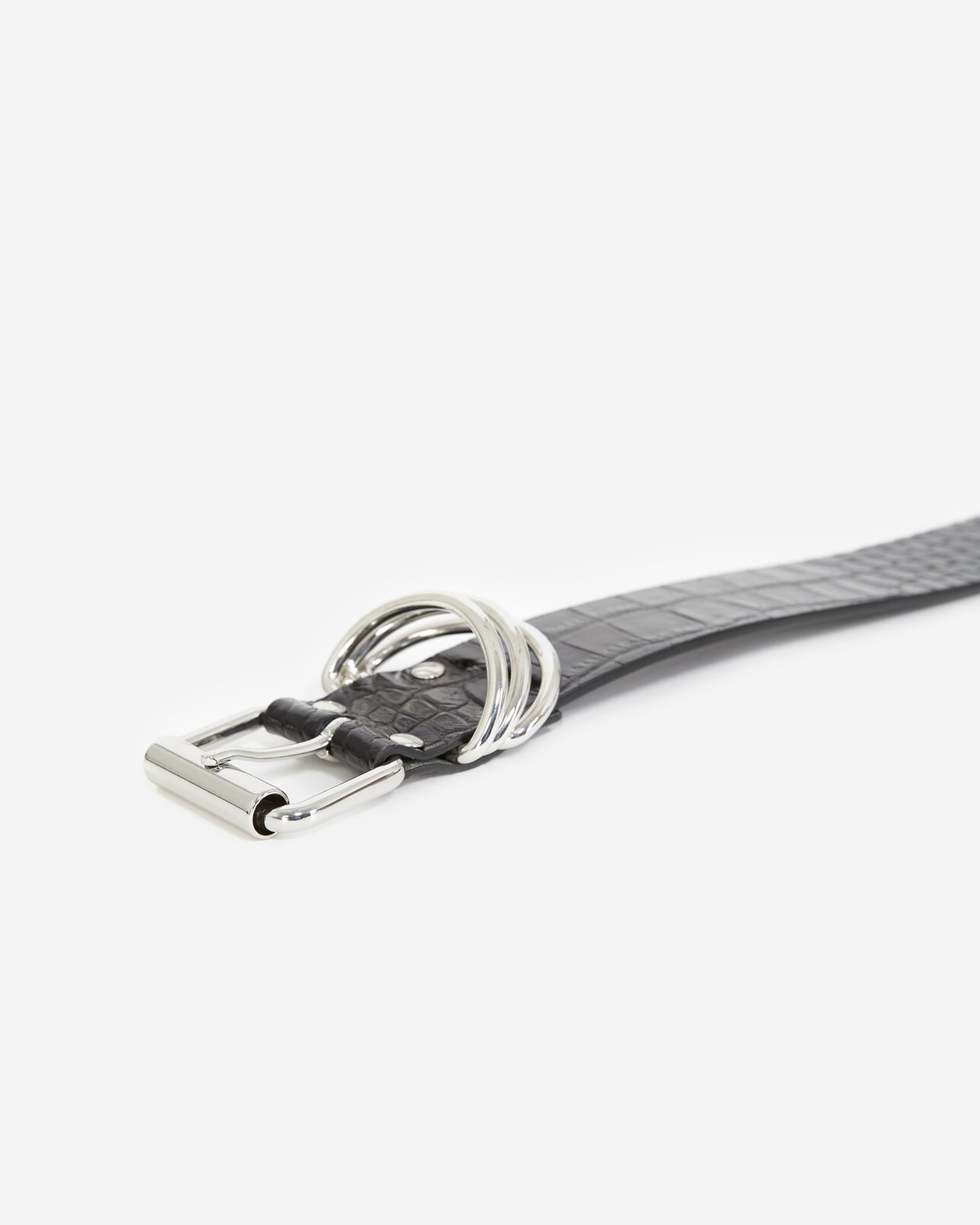 The Kooples FEMME BLACK ceinture cuir fine noire à anneaux
