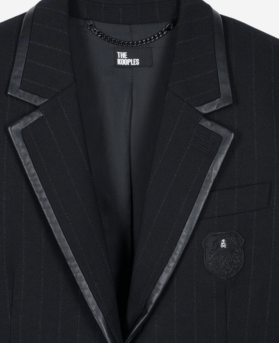 The Kooples DAMEN BLACK schwarze jacke mit tennisstreifen aus wolle