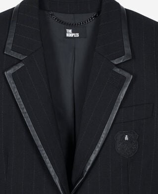 The Kooples DAMEN BLACK schwarze jacke mit tennisstreifen aus wolle