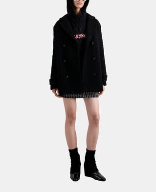 The Kooples FEMME BLACK manteau court noir en tweed