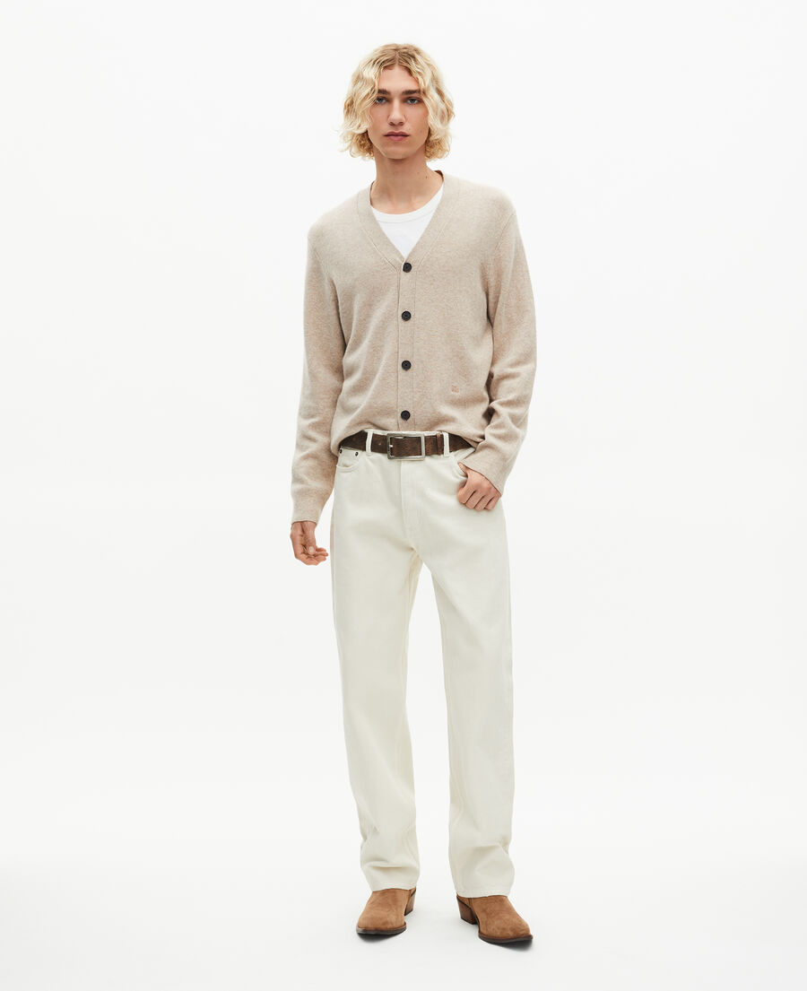 The Kooples HOMME BEIGE MELANGE cardigan en cachemire beige
