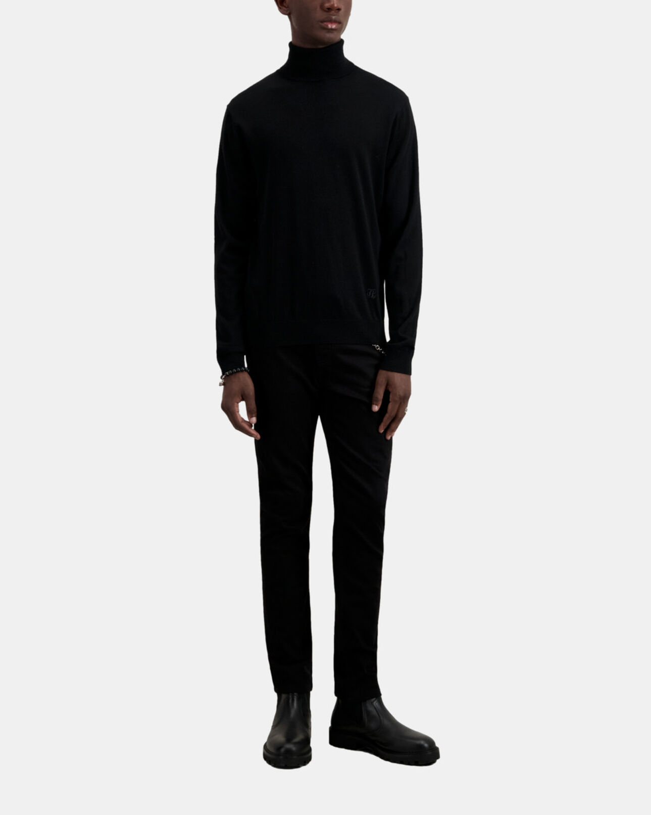The Kooples HOMME BLACK pull noir en laine mérinos