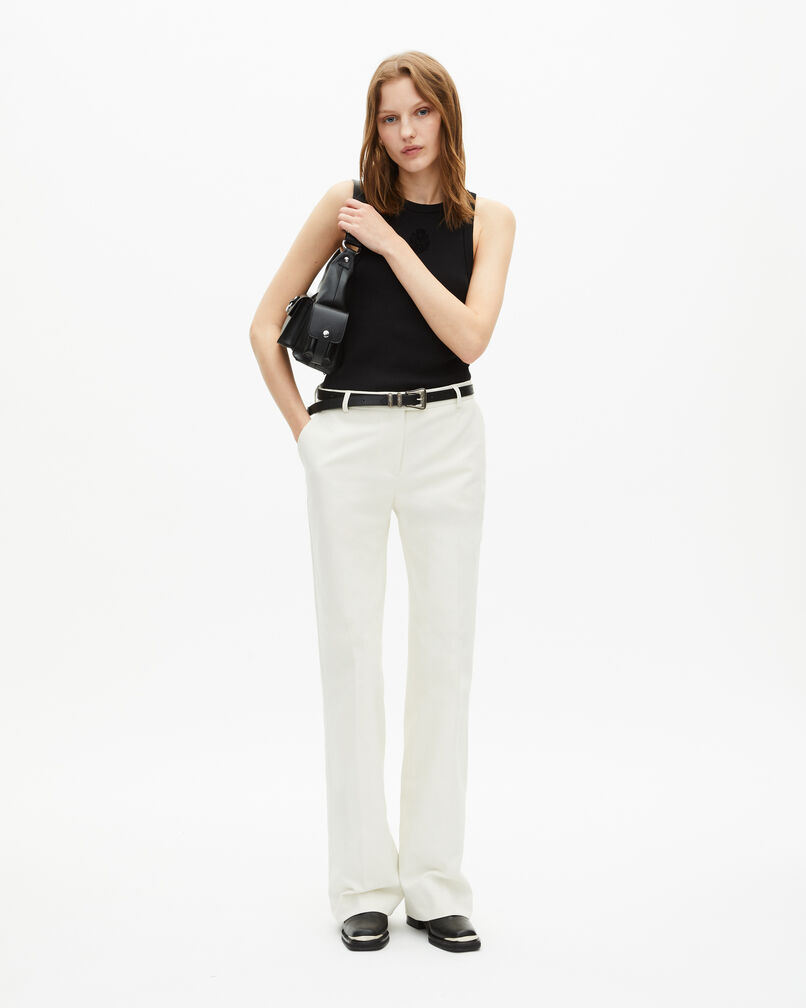 The Kooples WOMEN WHITE ecru cotton wide-leg suit pants