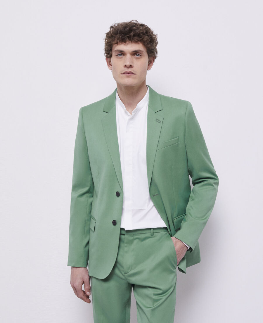 green wool suit jacket
