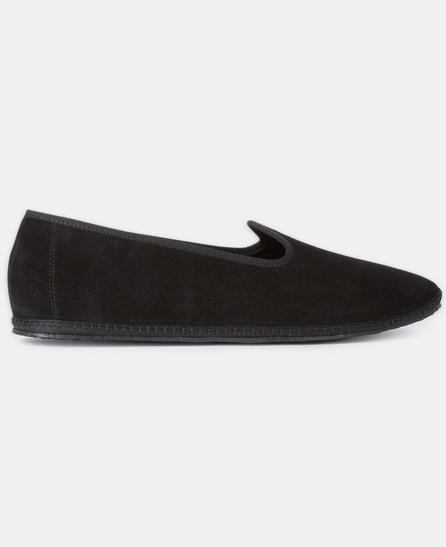 slippers en cuir noir