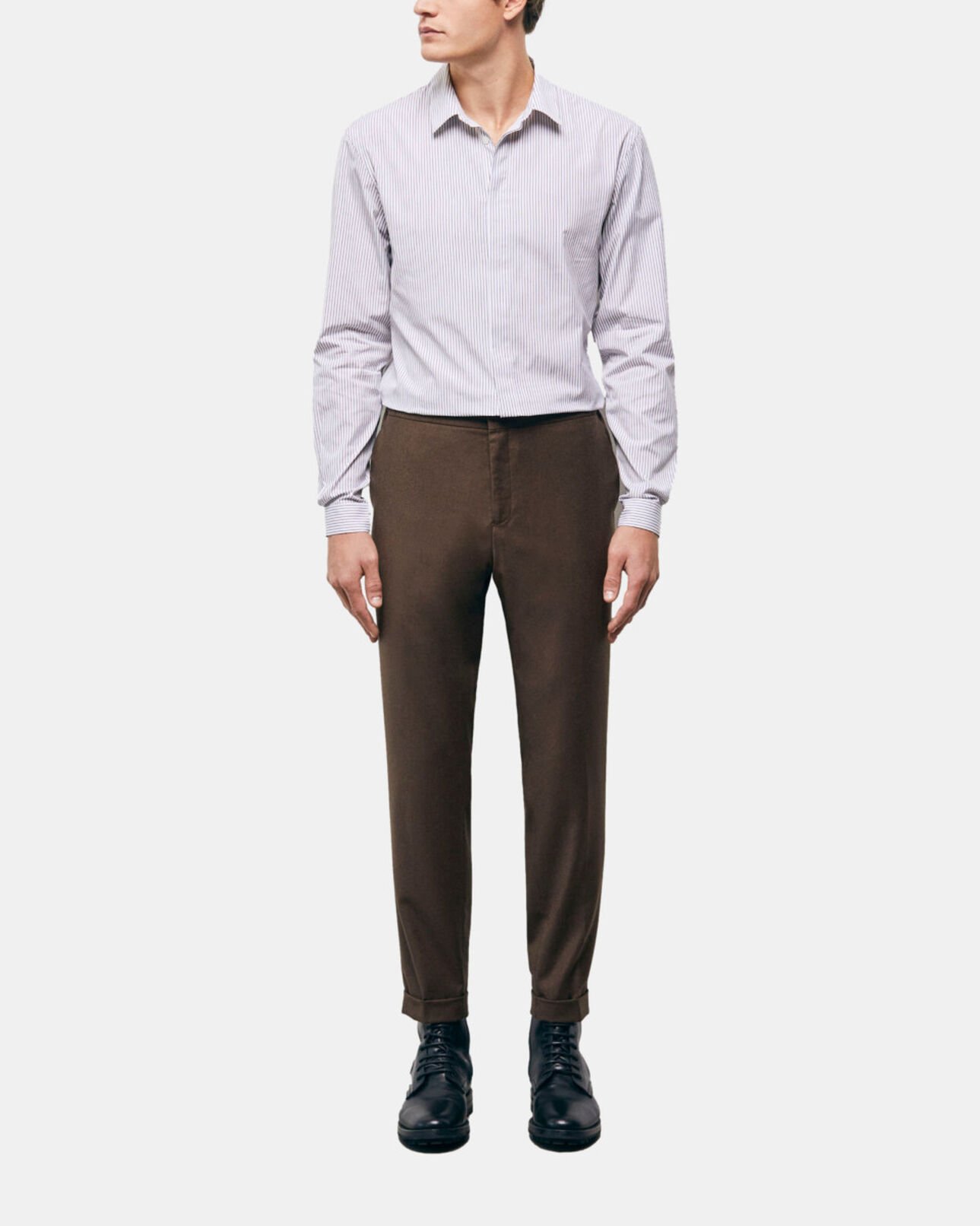 The Kooples MEN BROWN brown wool pants