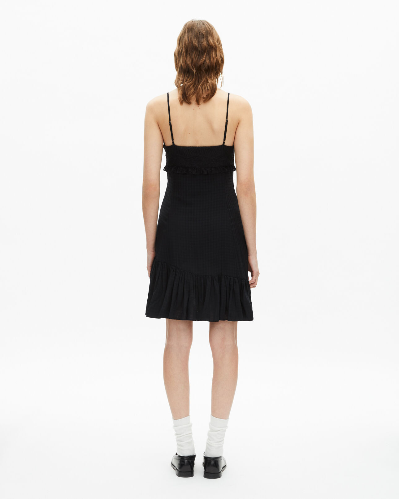 The Kooples WOMEN BLACK short dress with black lace detail