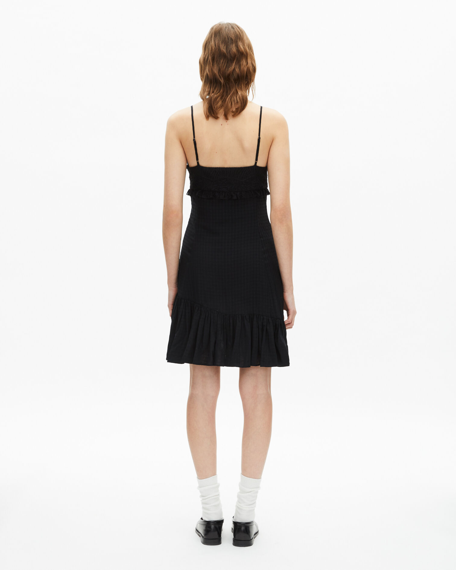 Short dress with black lace detail, BLACK, hi-res image number null