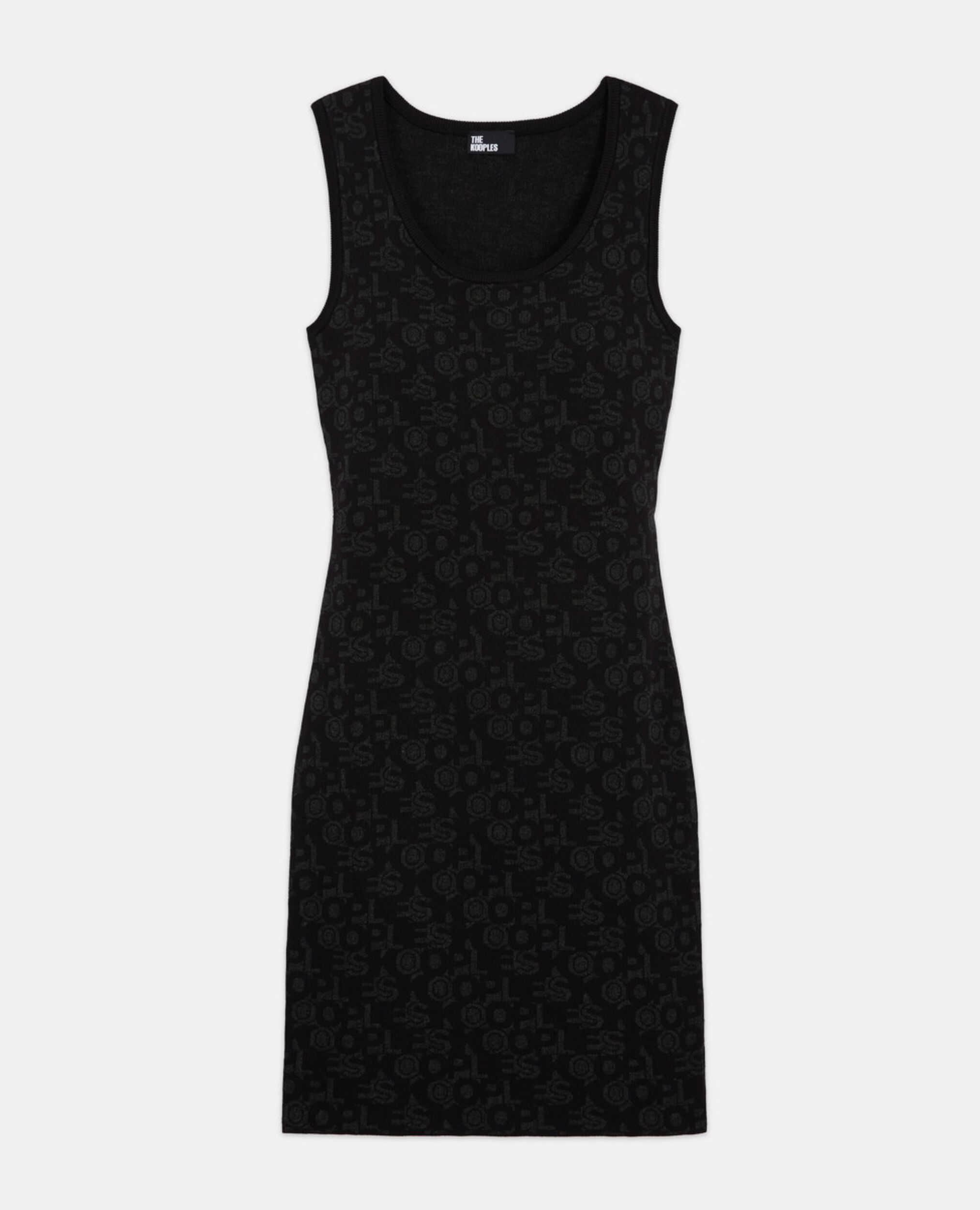 Short dress with The Kooples logo, BLACK DARK GREY, hi-res image number null