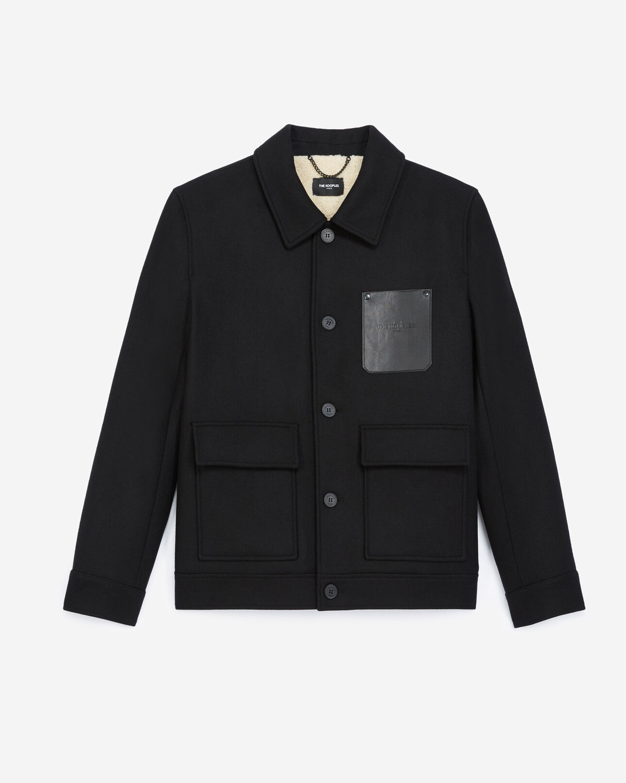The Kooples HOMBRE BLACK chaqueta lana negra bolsillo pecho