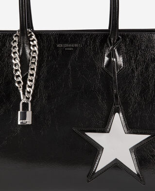 The Kooples WOMEN BLACK ming l tote bag in black cracked leather