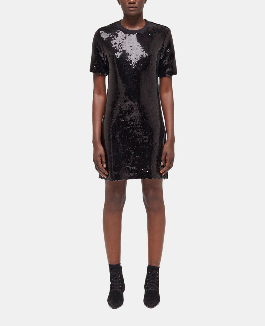 robe courte à sequins noire
